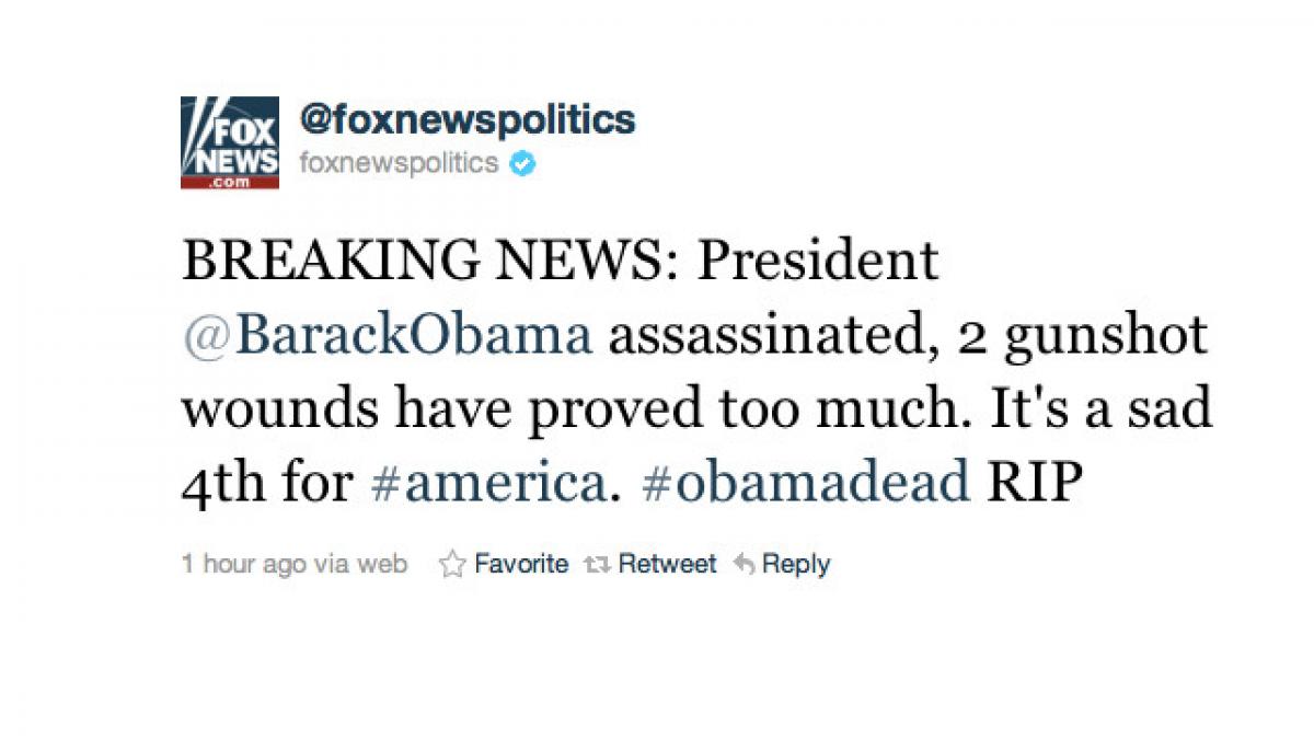 barack obama a fost asasinat anunt postat de fox news pe twitter