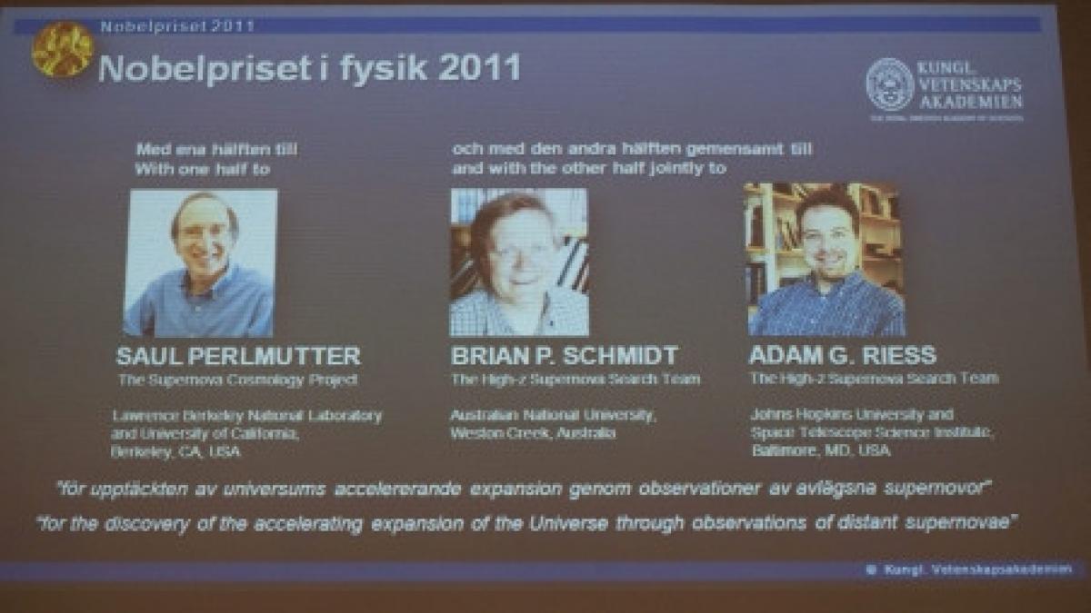 premiul nobel pentru fizica s a acordat pentru studiul expansiunii universului si al supernovelor