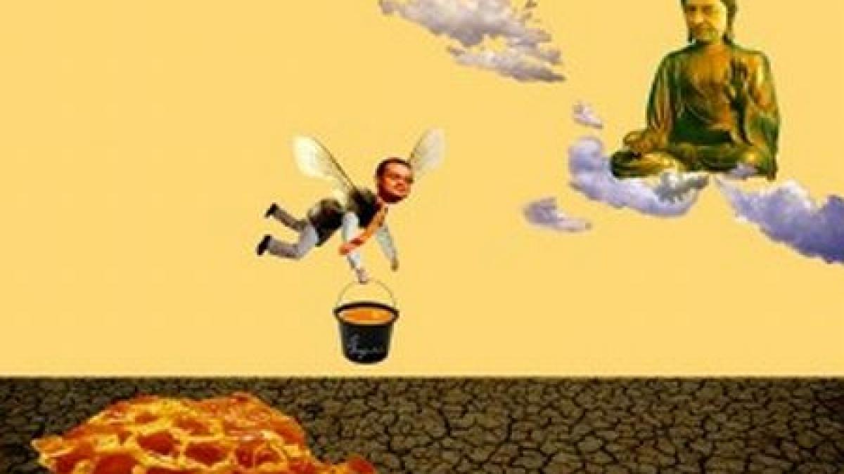 buddha basescu si albinuta boc tabloul care a fost eliminat dintr o expozitie din timisoara