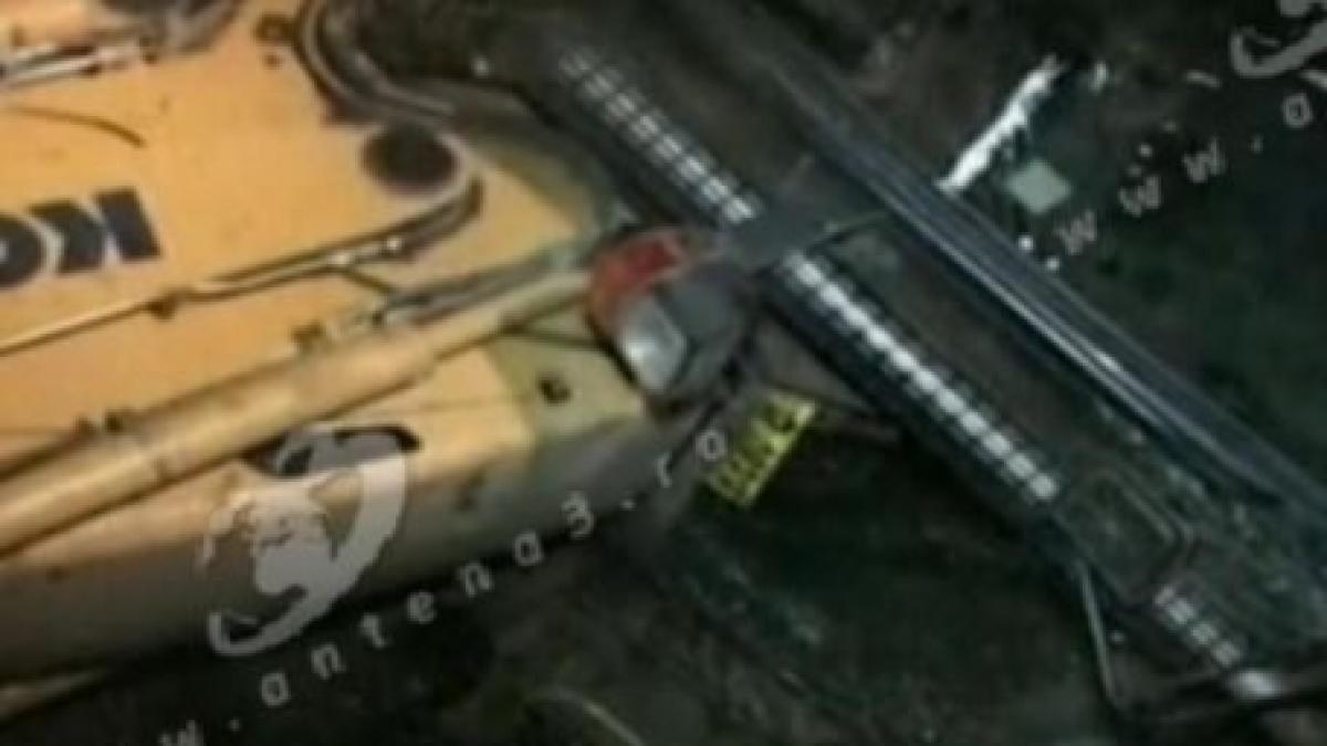 un tanar beat a plecat cu buldozerul sa isi cumpere tigari si s a rasturnat intr un sant