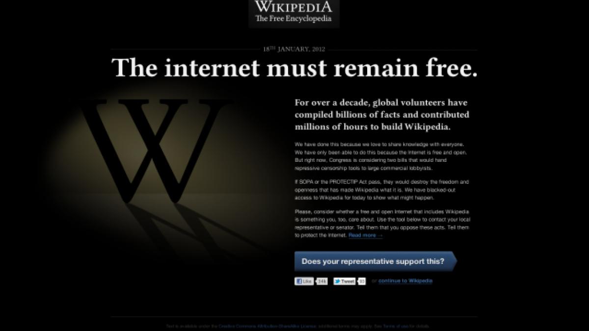 wikipedia mozilla si alte site uri isi vor opri activitatea pentru 24 de ore in semn de protest