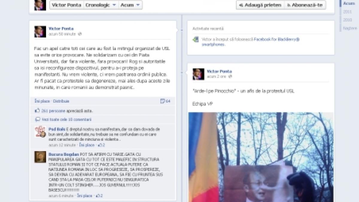 ponta apel la calm pe facebook cei care au fost la mitingul usl sa evite orice provocare