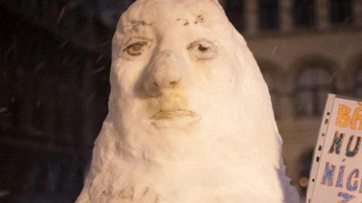 basescu nu uita nici zapada nu te vrea asta scandeaza singurul protestatar ramas peste noapte in