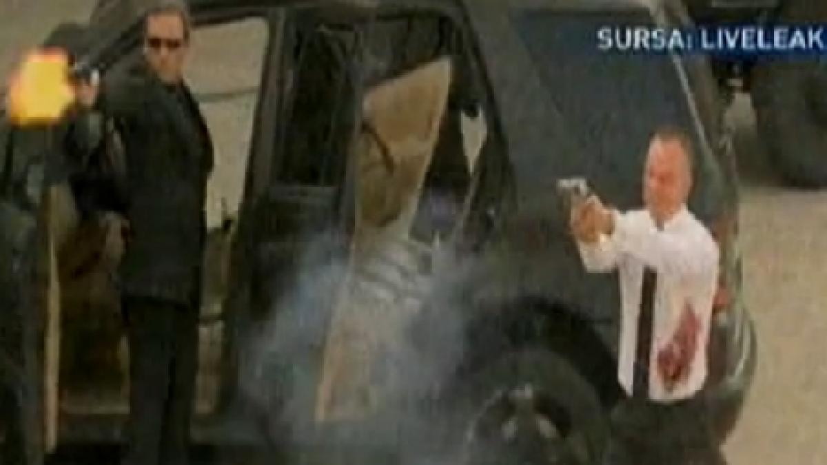 haos intr o piata belgiana focuri de arma raniti jucatori de fotbal american si o motociclista