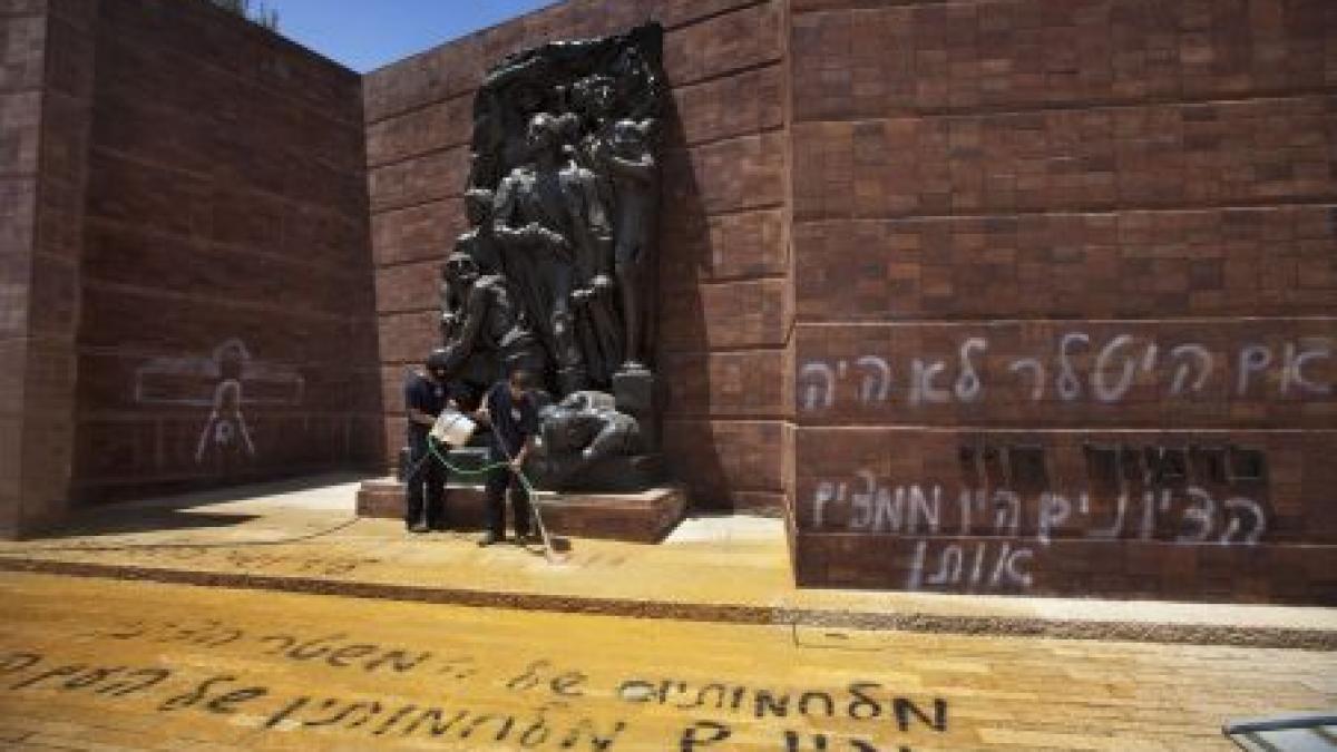 memorialul holocaustului din ierusalim vandalizat daca hitler nu ar fi existat sionistii ar fi