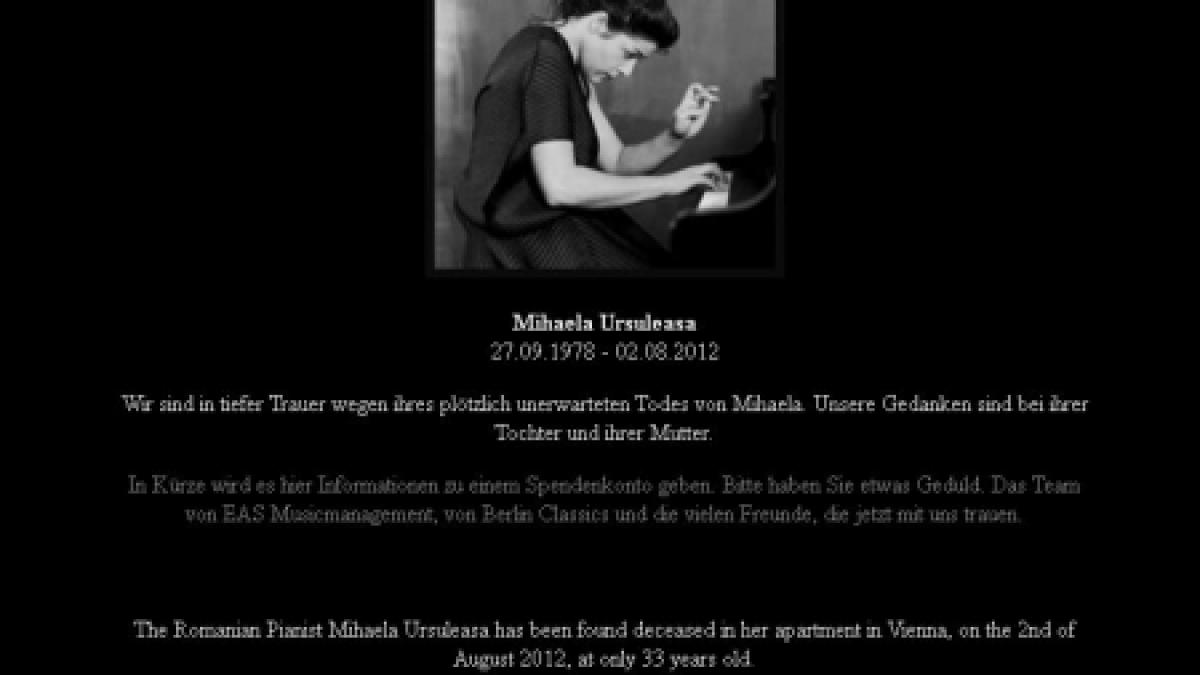 pianista mihaela ursuleasa va fi adusa in tara pentru a fi ingropata la cimitirul belu