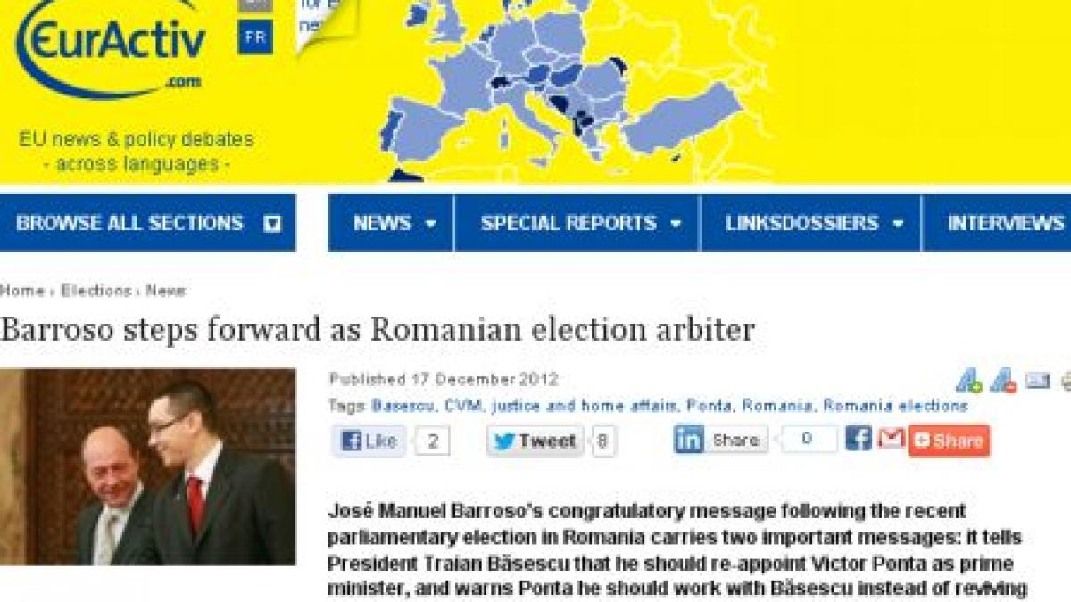 jose manuel barroso arbitru al alegerilor din romania cititi mesajul adresat lui traian basescu si