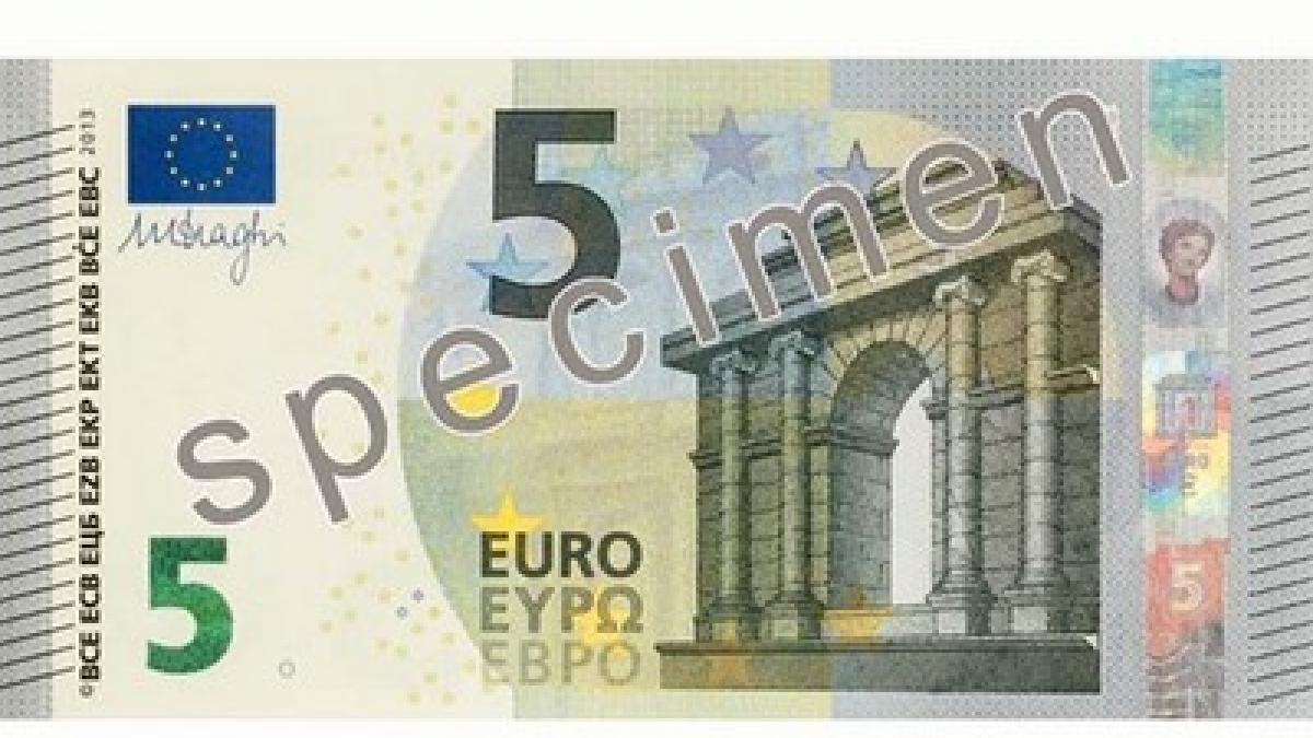 vezi cum arata noua bancnota de 5 euro care va fi pusa in circulatie din luna mai