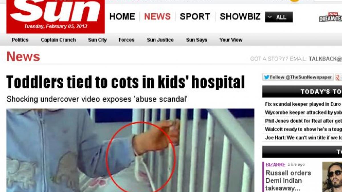 imaginile amintesc de regimul lui ceausescu scandalul copiilor romani legati de paturi in spital a