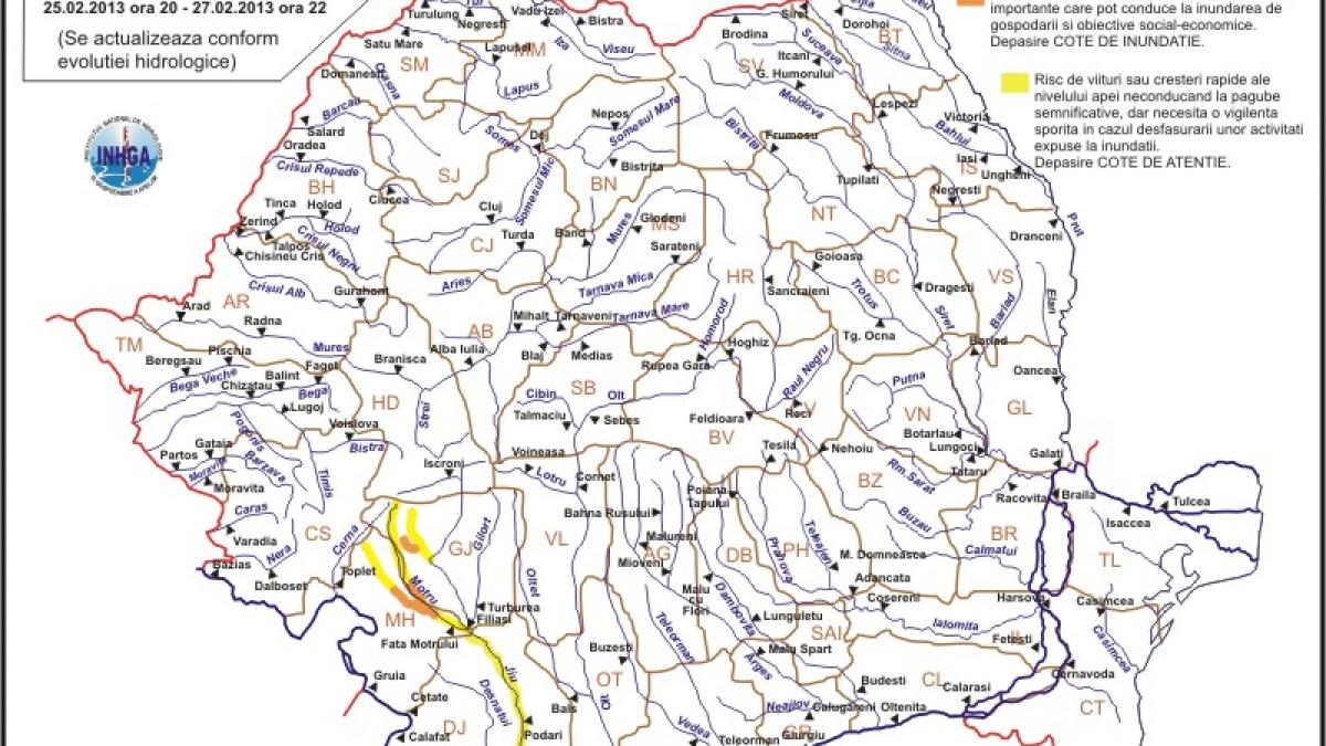 cod portocaliu in bazinul jiului de marti pana miercuri noapte