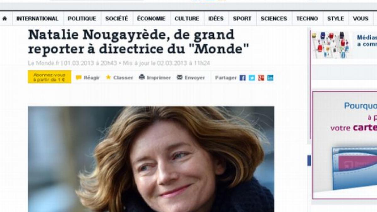 ea este prima femeie aleasa pentru a conduce cotidianul francez le monde