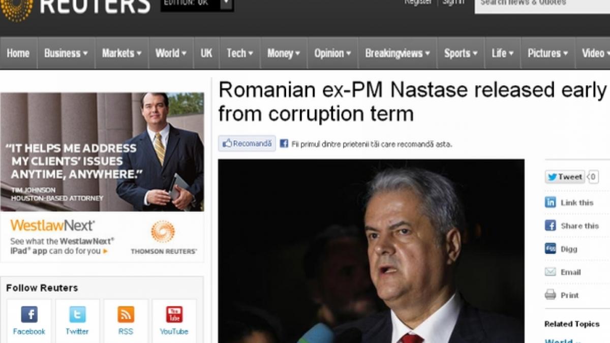 cum se vede eliberarea lui adrian nastase in presa internationala