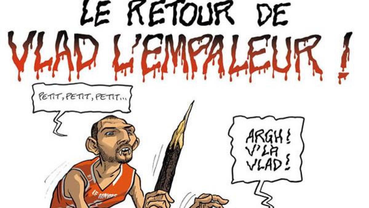 baschetbalistul vlad moldoveanu comparat cu vlad tepes intr o caricatura din franta