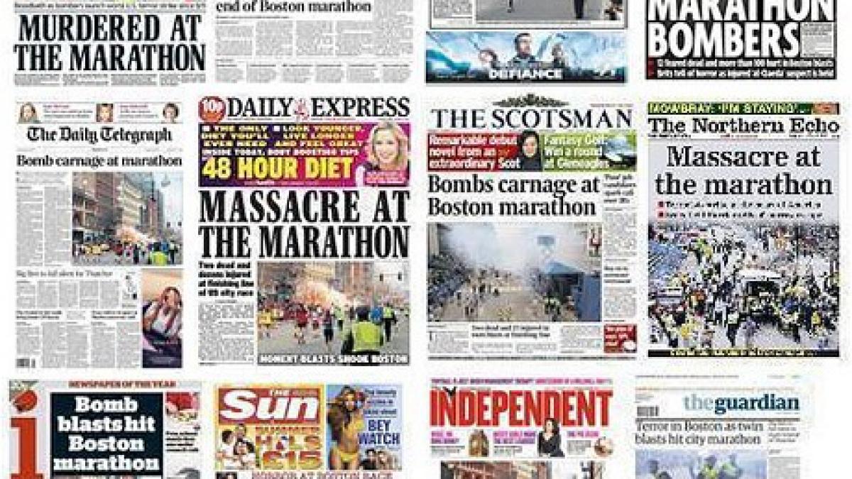 exploziile din boston pe prima pagina din ziarele din intreaga lume a fost infirmata informatia