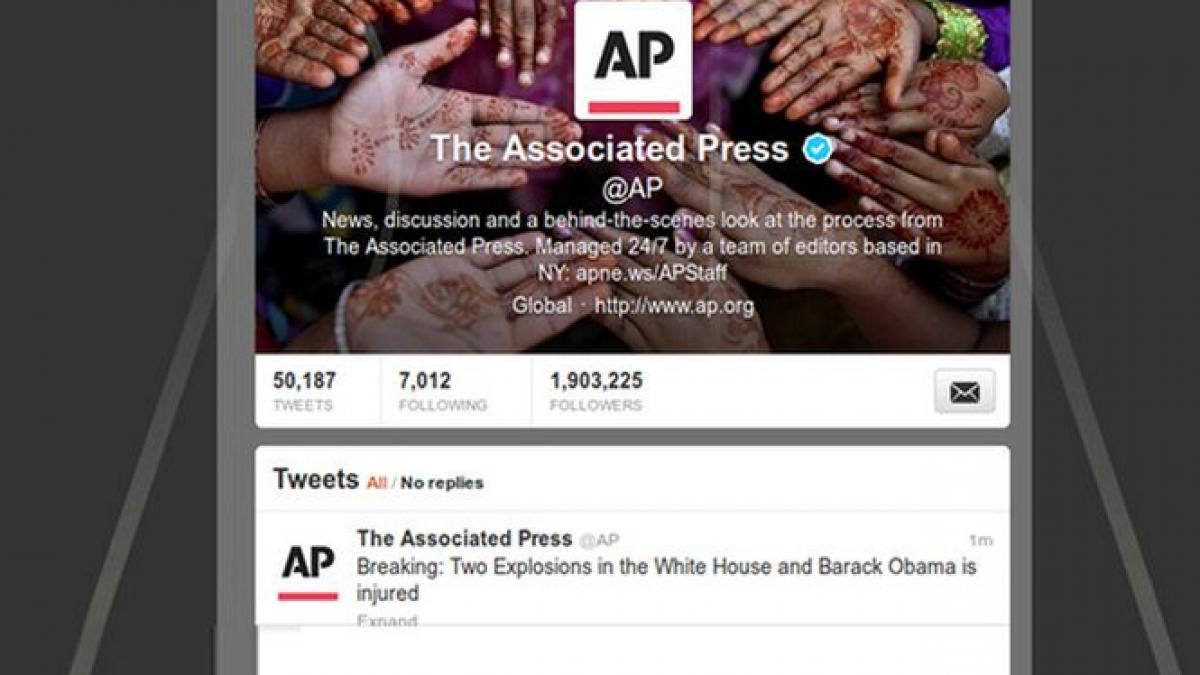 contul de twitter al ap a fost atacat de hackeri care au postat un mesaj fals privind o serie de
