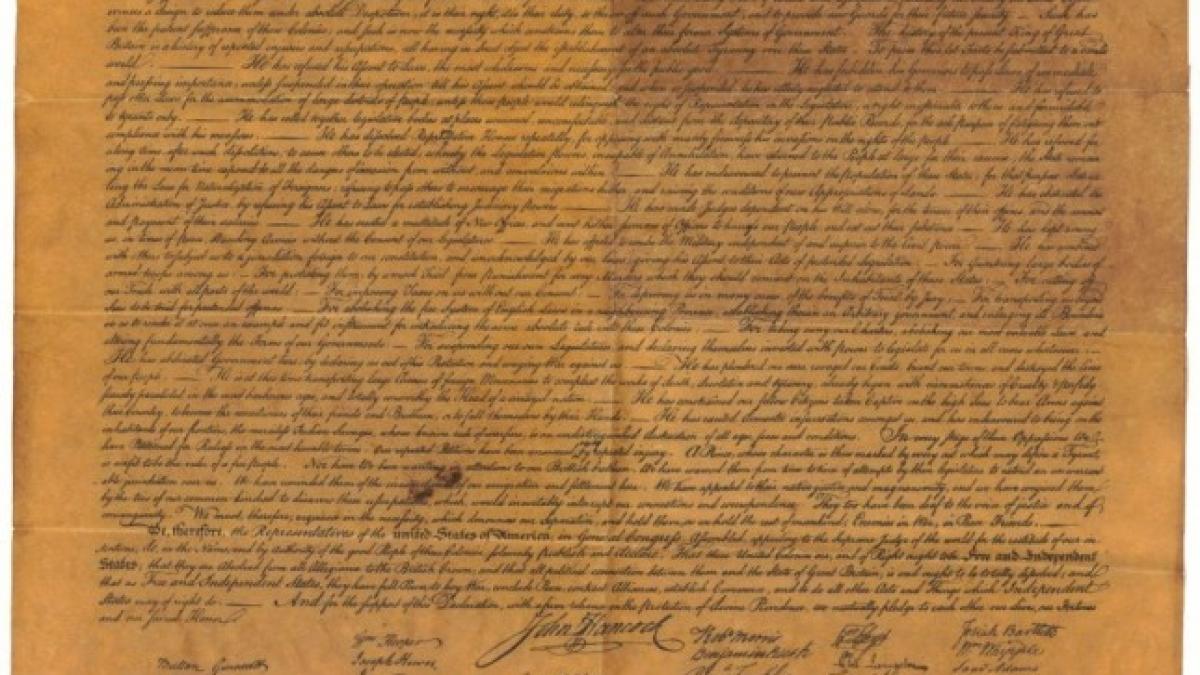 declaratia de independenta a statelor unite ale americii din 1776 de vanzare pe un site din romania