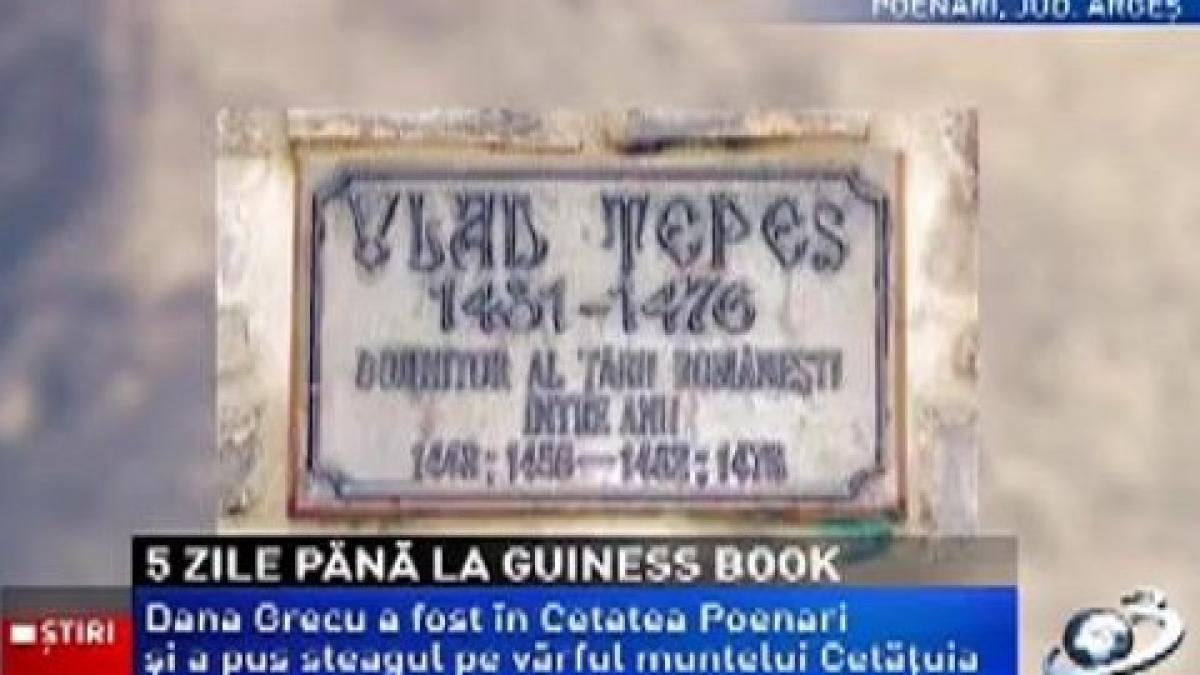 Romania’s flag  flown on the Poienari citadel. Romania will make it into the Book of World Records on May 27