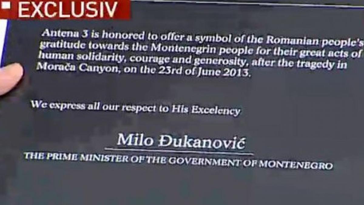 antena 3 ofera o distinctie premierului din muntenegru implicat in gestionarea accidentului din
