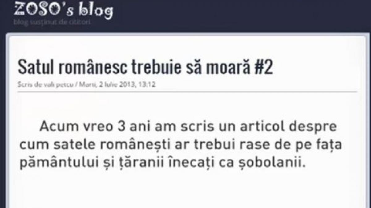 satul romanesc trebuie sa moara bloggerul lui traian basescu incita la genocid