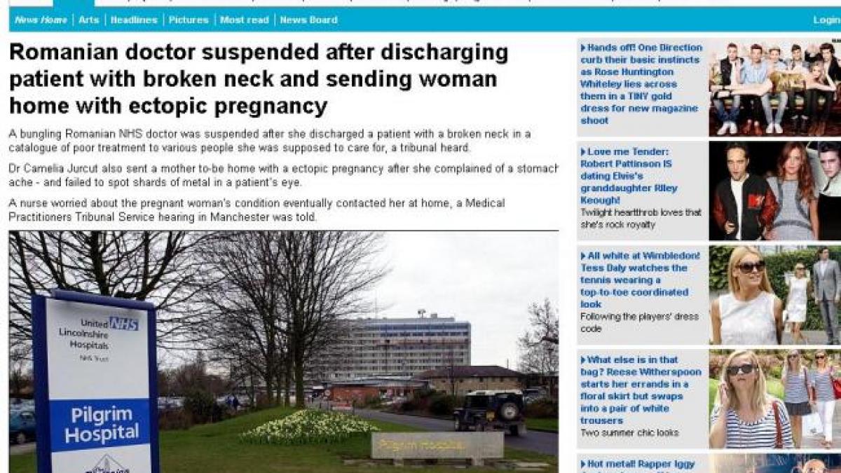 medic roman angajat in anglia acuzat de malpraxis a trimis acasa un pacient cu gatul rupt