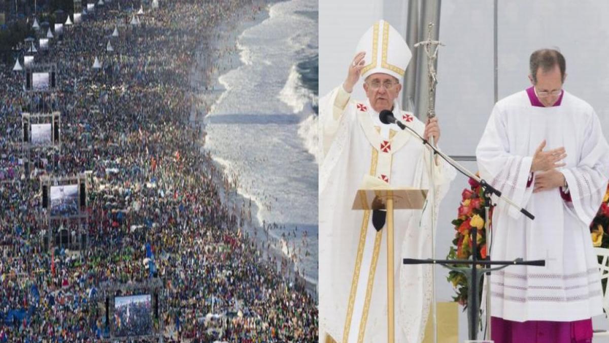 papa francisc primit cu urale de multimea de credinciosi de la rio calugarite si turiste in bikini