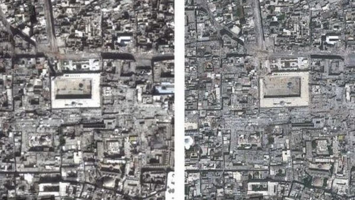 imaginile realizate din spatiu care arata distrugerile provocate de razboiul din siria