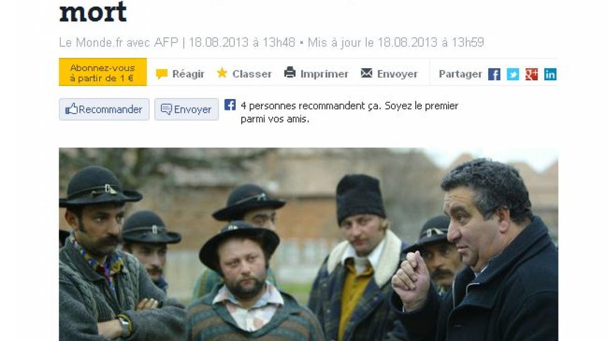 decesul regelui autoproclamat al romilor florin cioaba in presa franceza