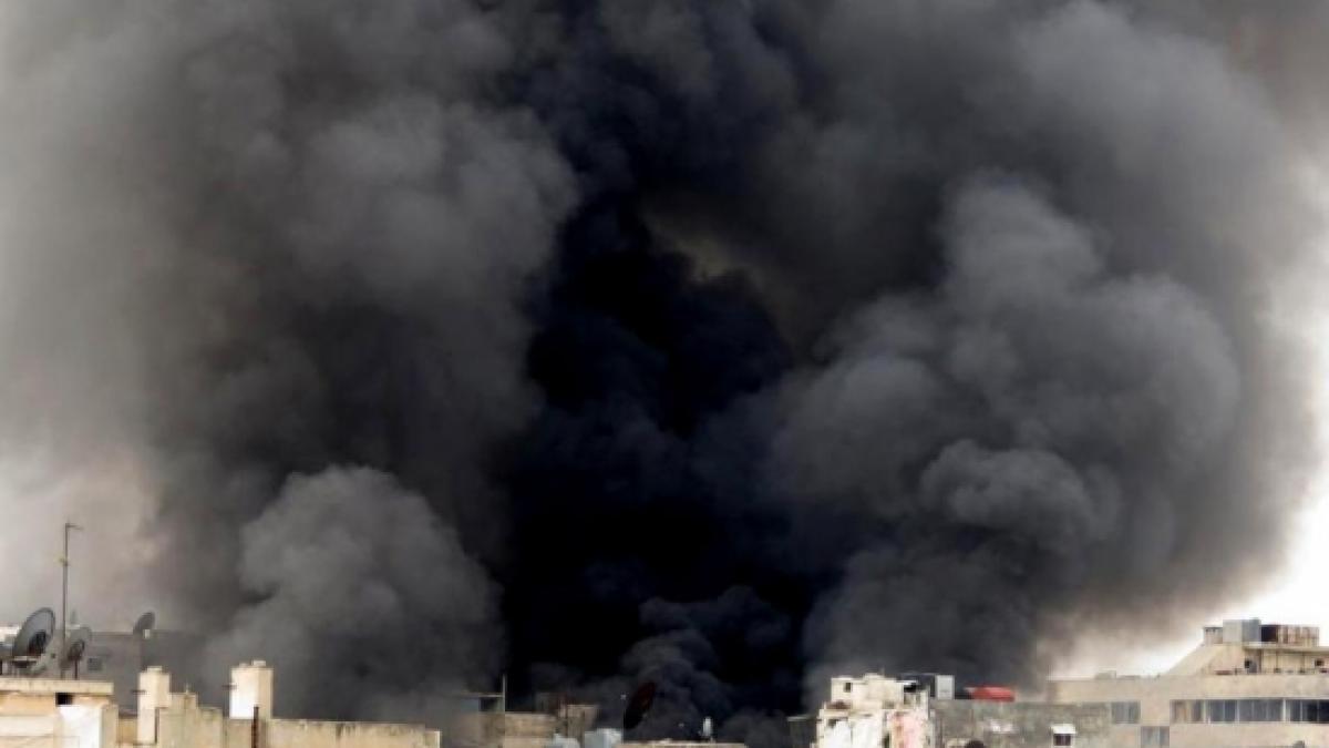 doua obuze de mortier au cazut peste sediul bancii centrale din damasc