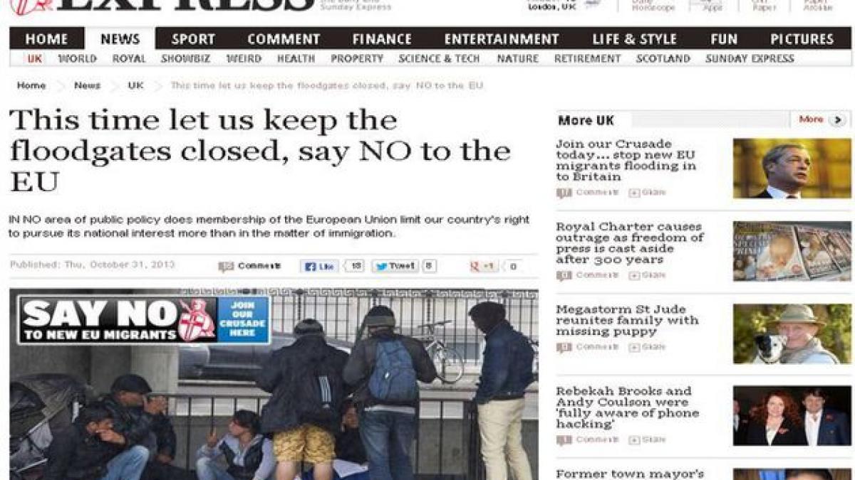 petitie impotriva romanilor lansata de britanici cotidianul daily express a publicat asta pe prima