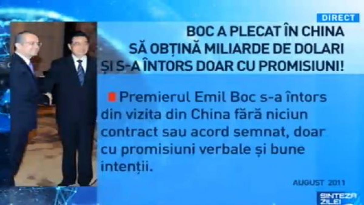 sinteza zilei cu ce ne am ales dupa vizita fostului premier emil boc in china in 2011