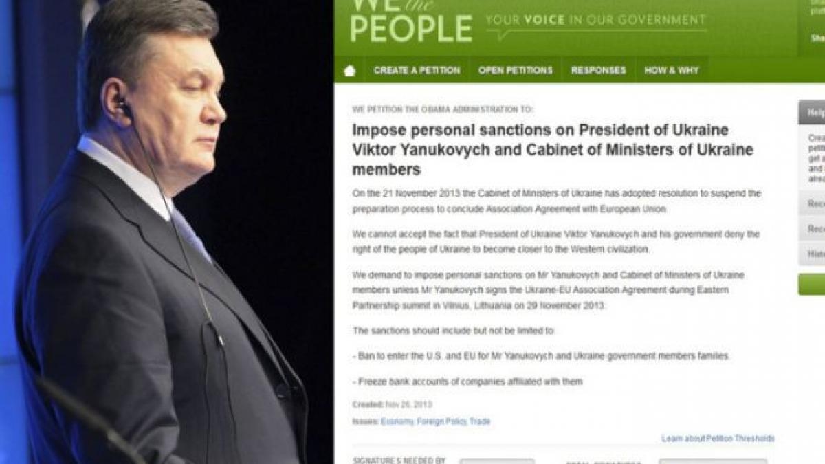 casa alba a lansat o petitie online impotriva presedintelui ucrainean