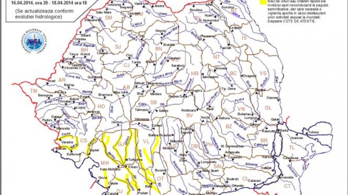 hidrologii au emis cod galben de inundatii vedeti care sunt raurile vizate