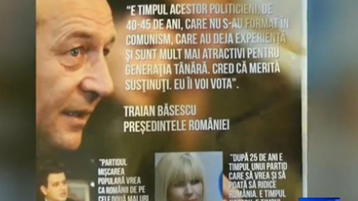 traian basescu apare pe afisele electorale ale pmp
