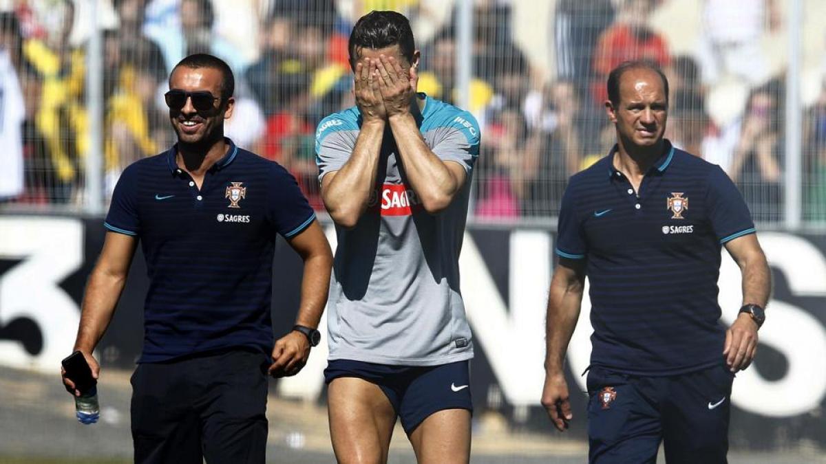 emotii pentru portugalia cristiano ronaldo a parasit antrenamentul din cauza problemelor la genunchi