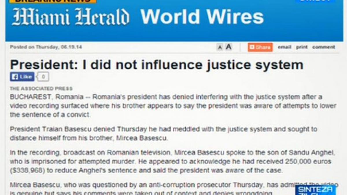 presa internationala a preluat dezvaluirile antena 3 despre cazul lui mircea basescu