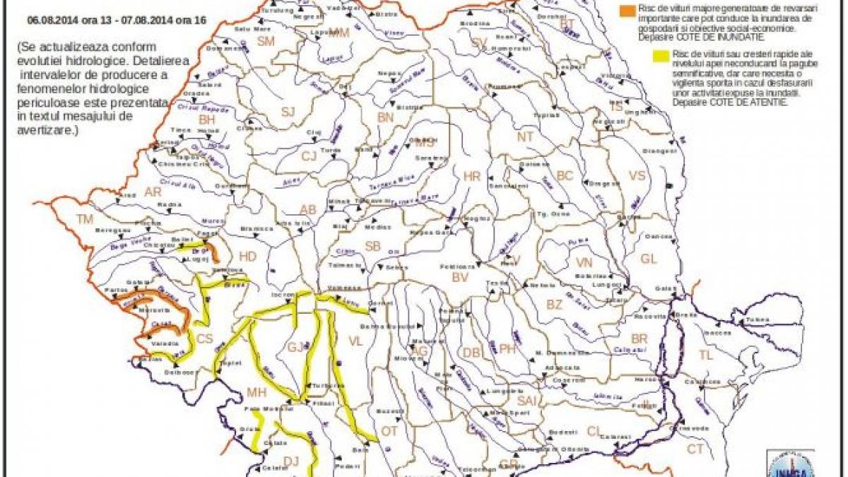 hidrologii au emis cod potocaliu de inundatii pe rauri din timis si caras severin