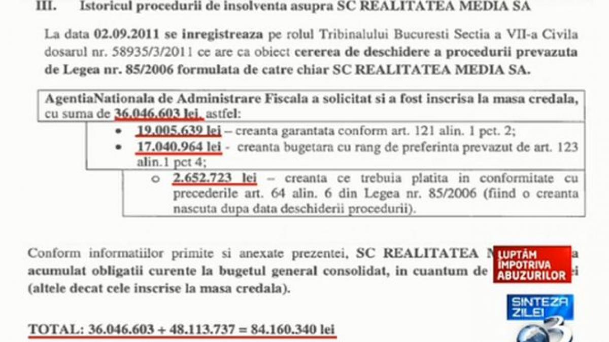 sinteza zilei ce datorii au posturile propagandei basiste