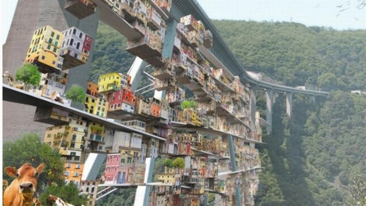 cel mai indraznet proiect de infrastructura orasul de sub autostrada drumul trece deasupra caselor