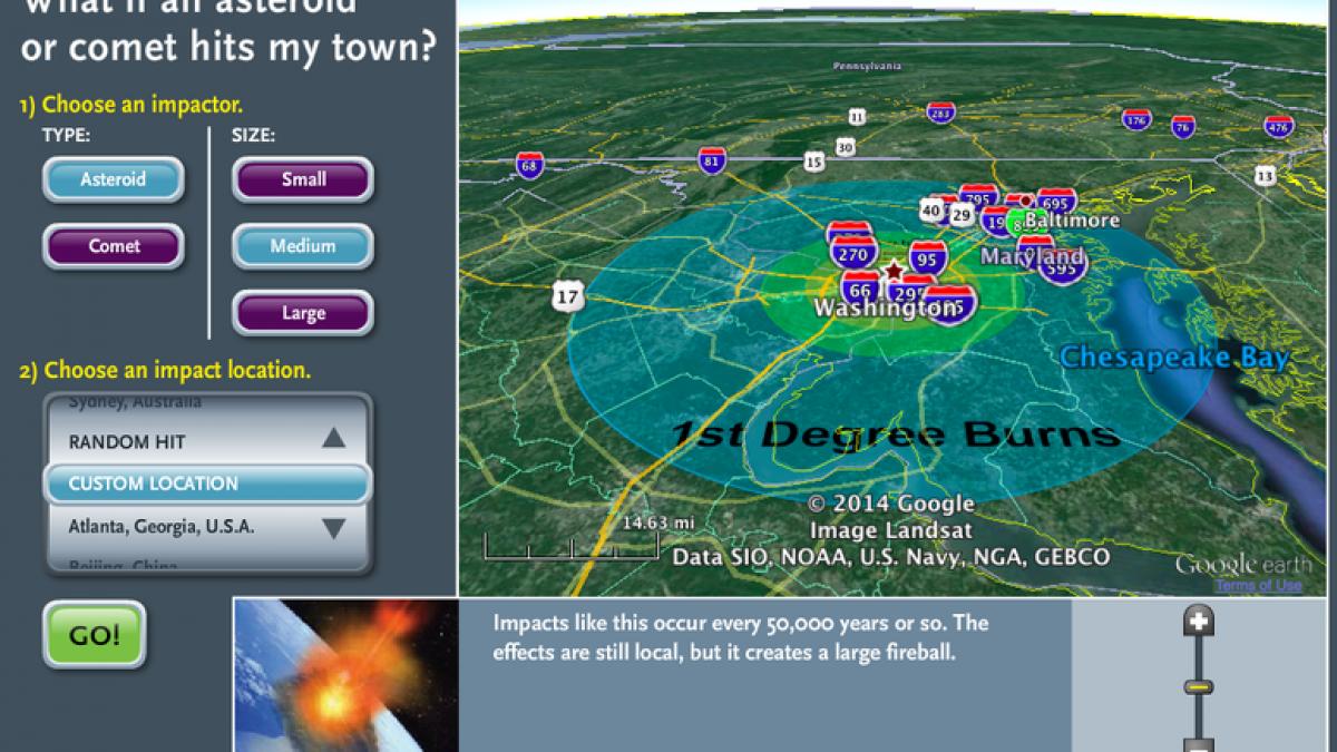 vezi aici ce s ar intampla daca un asteroid ar lovi zona in care locuiesti