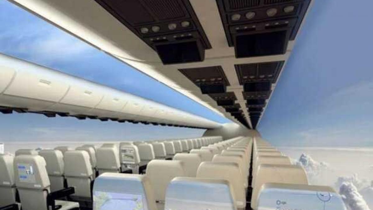 avionul viitorului nu vor mai fi ferestre clientii vor putea vedea panorama de dincolo de nori