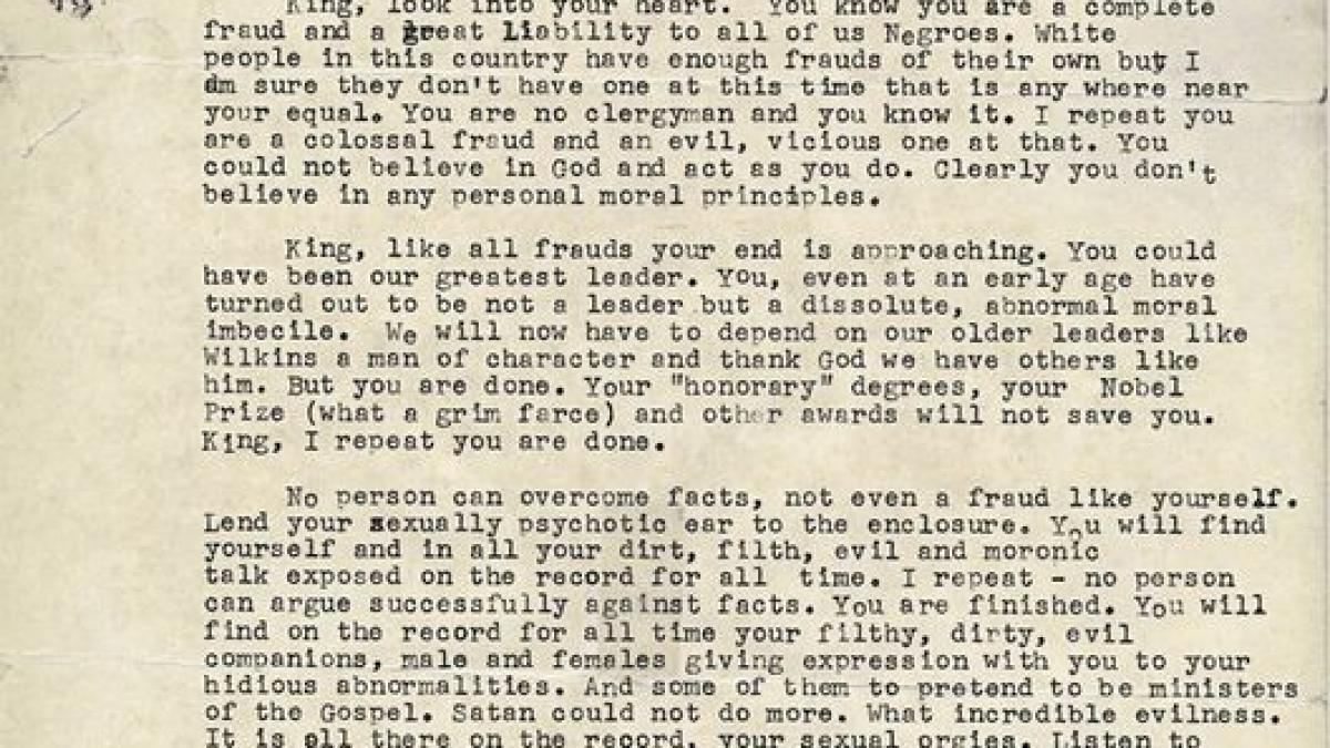 ai o singura cale de iesire scrisoarea necenzurata de sinucidere trimisa de fbi lui martin luther