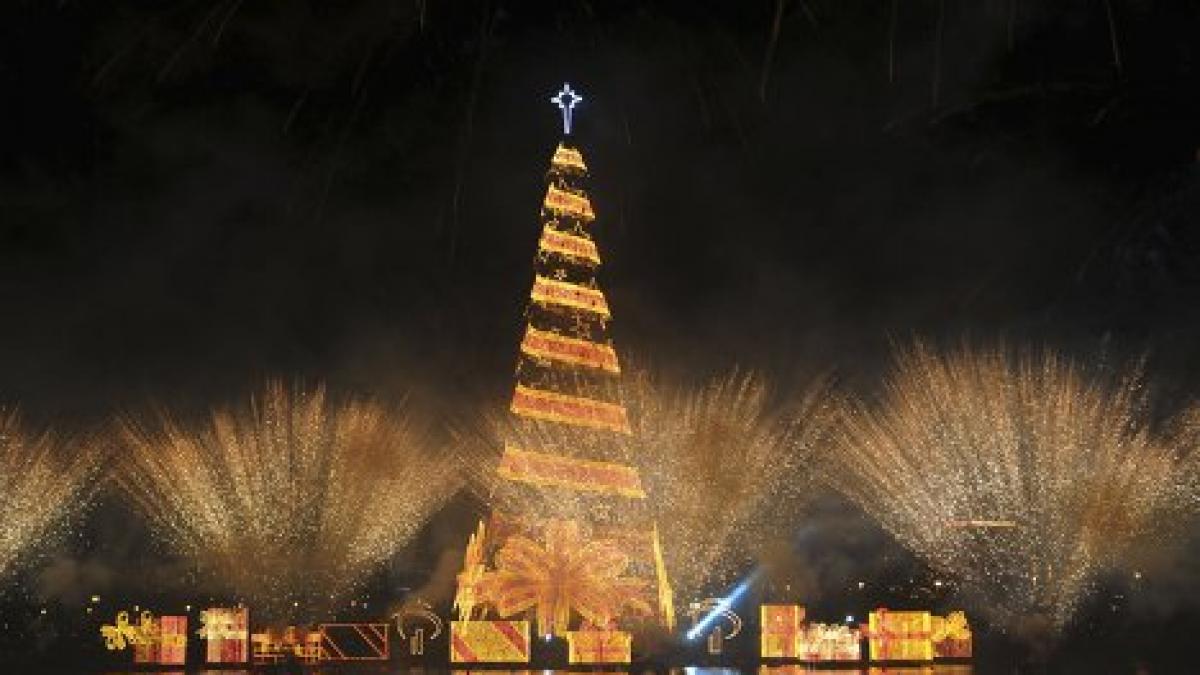 cel mai mare brad plutitor din lume a fost inaugurat la rio