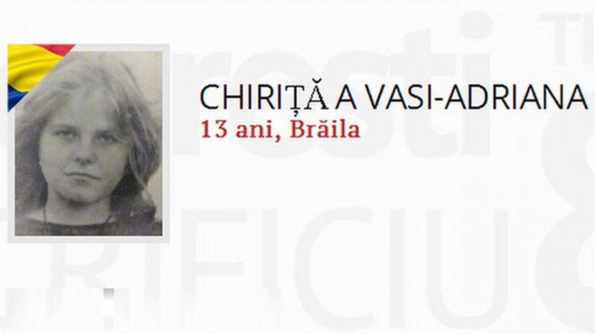 da viata eroilor vasi adriana chirita avea 13 ani cand a murit impuscata la revolutie