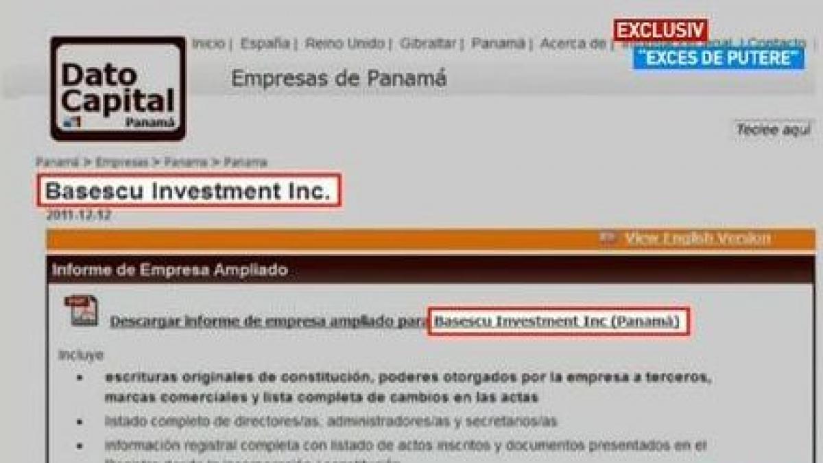 exces de putere numele basescu inregistrat la o societate in panama