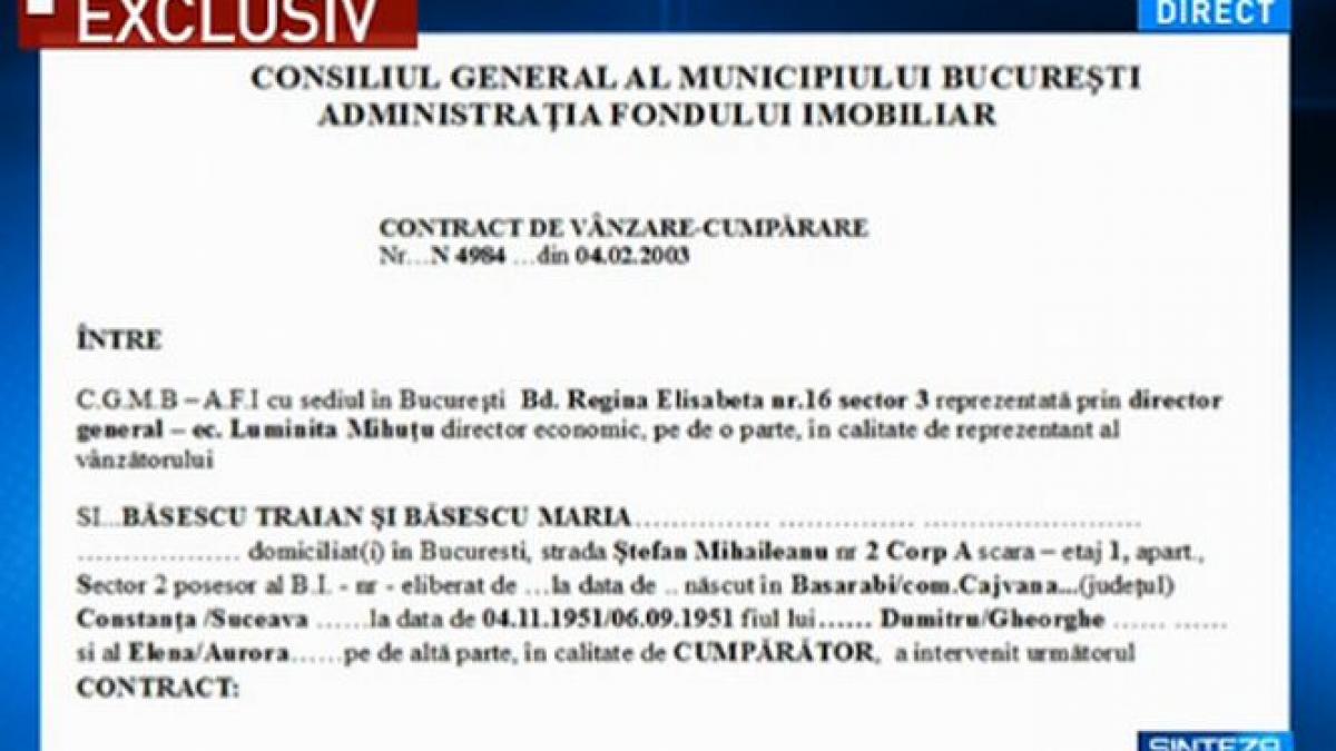 sinteza zilei contractul care arata cum si a dat traian basescu vila din mihaileanu