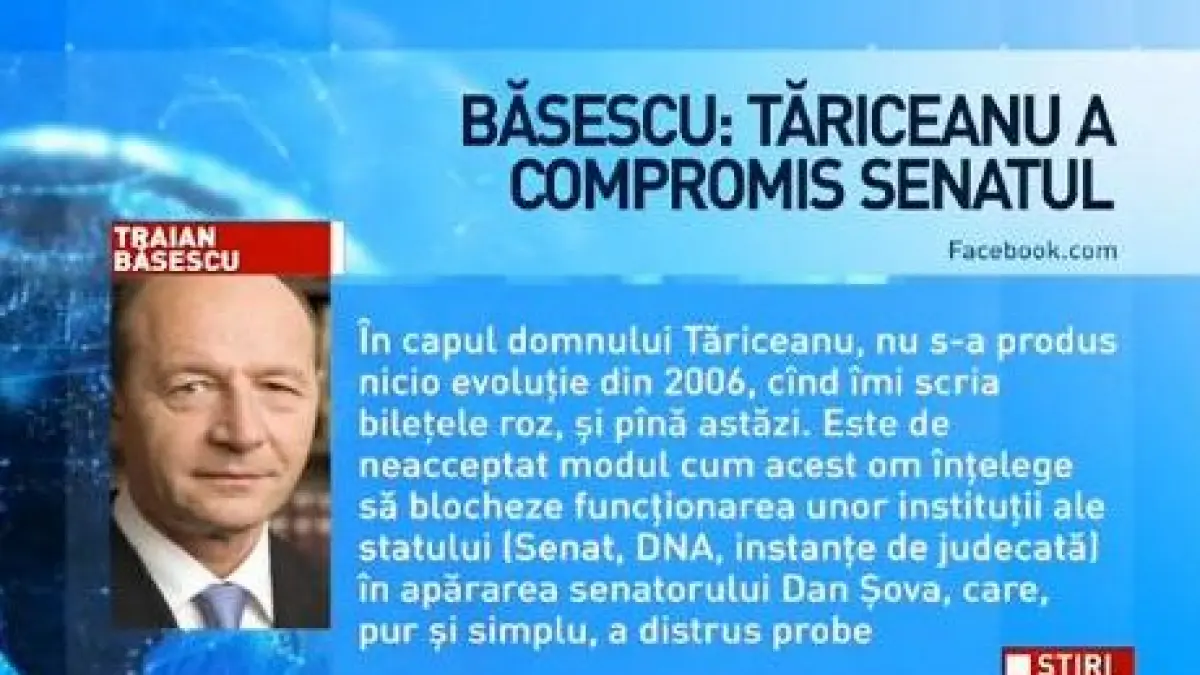 basescu il ataca pe tariceanu din cauza lui sova