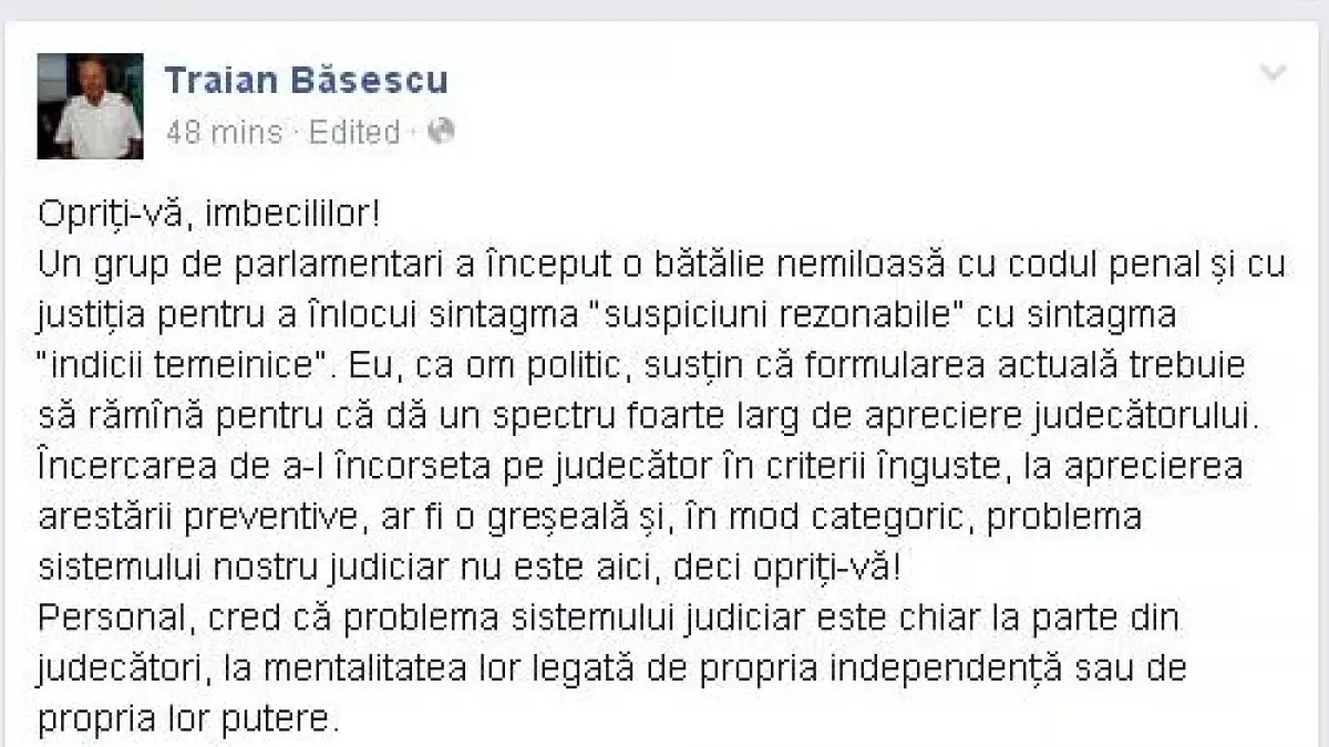traian basescu isi continua seria de atacuri dure opriti va imbecililor