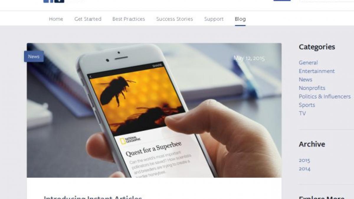 continutul realizat de noua companii media importante gazduit pe facebook articolele vor putea fi