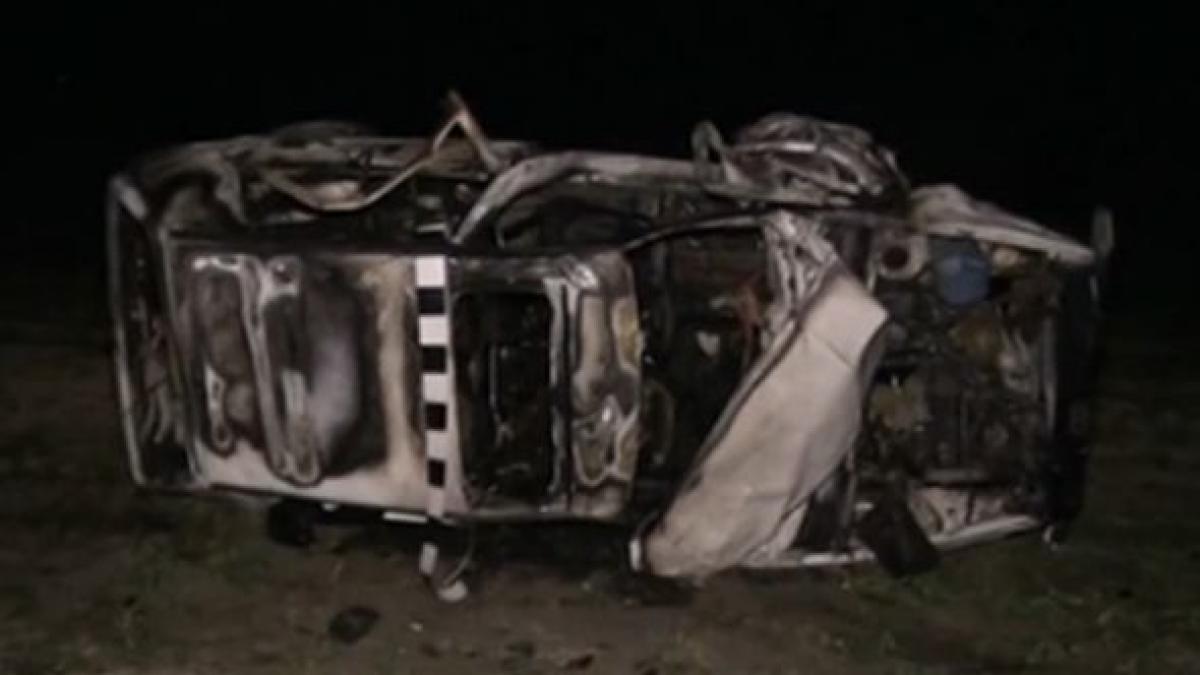 scene de groaza pe o sosea din braila trei masini s au facut praf iar una dintre ele a luat foc