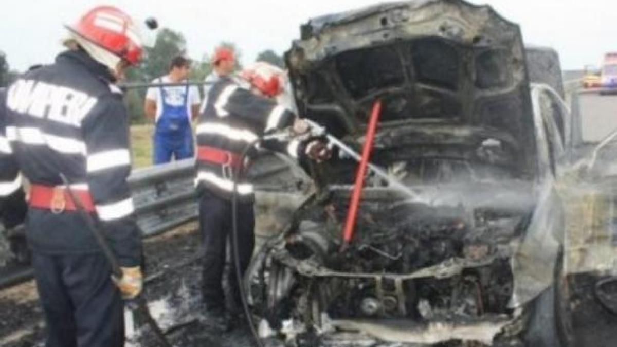 incendiu pe autostrada spre mare
